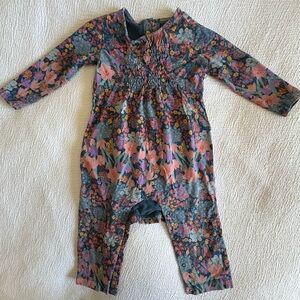 Tea Collection Blue Floral Baby Romper